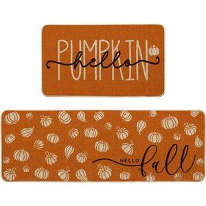 Orange Hello Pumpkin Kitchen Mats Kitchen Rugs 17x29 Inch 17x47 Inch